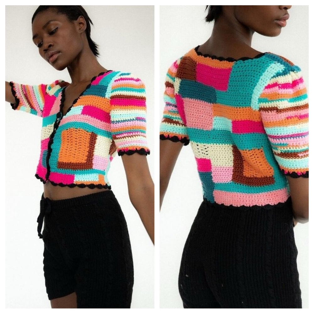 TACH Tini Multicolor Crochet Cardigan NWT Size Small